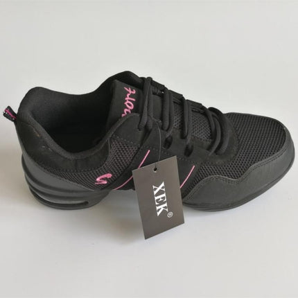 Soft Bottom Mesh Breathable Modern Dance Shoes Heightening Shoes for Women, Shoe Size:36(Black Gray)-garmade.com