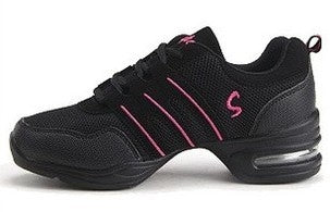 Soft Bottom Mesh Breathable Modern Dance Shoes Heightening Shoes for Women, Shoe Size:36(Black Pink)-garmade.com
