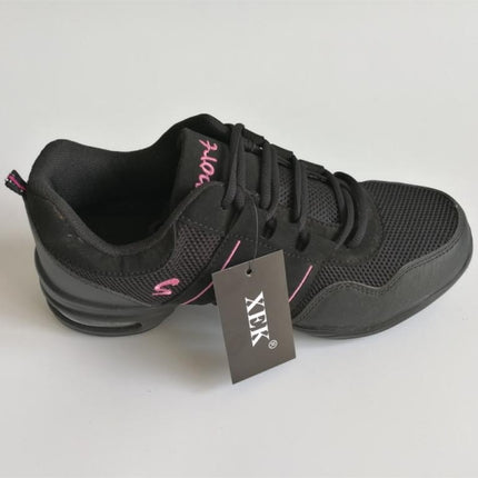 Soft Bottom Mesh Breathable Modern Dance Shoes Heightening Shoes for Women, Shoe Size:37(Black Gray)-garmade.com