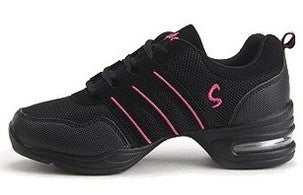 Soft Bottom Mesh Breathable Modern Dance Shoes Heightening Shoes for Women, Shoe Size:37(Black Pink)-garmade.com