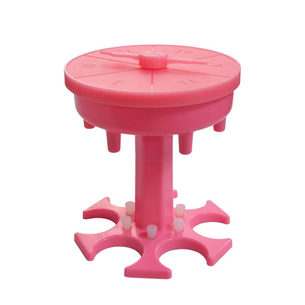 6 Cups Wine Dispenser Automatic Diversion Wine Pourer With Game Turntable, Style: Round Pink with Color Cup-garmade.com
