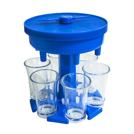 6 Cups Wine Dispenser Automatic Diversion Wine Pourer With Game Turntable, Style: Round Blue with Transparent Cup-garmade.com