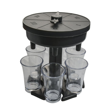 6 Cups Wine Dispenser Automatic Diversion Wine Pourer With Game Turntable, Style: Round Gray with Transparent Cup-garmade.com