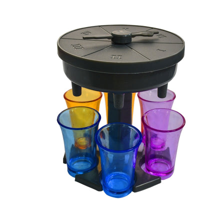 6 Cups Wine Dispenser Automatic Diversion Wine Pourer With Game Turntable, Style: Round Gray with Color Cup-garmade.com