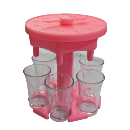 6 Cups Wine Dispenser Automatic Diversion Wine Pourer With Game Turntable, Style: Hexagon Pink with Transparent Cup-garmade.com