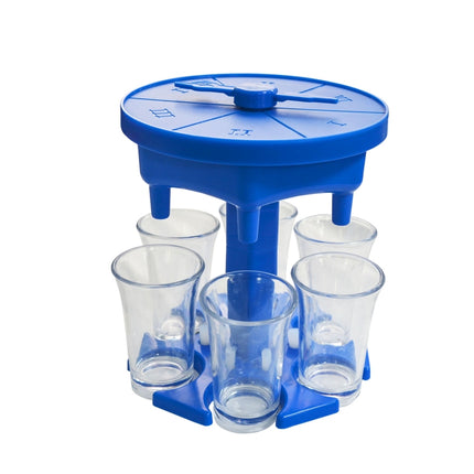 6 Cups Wine Dispenser Automatic Diversion Wine Pourer With Game Turntable, Style: Hexagon Blue with Transparent Cup-garmade.com