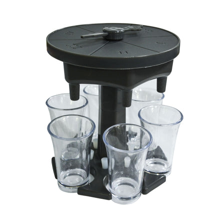 6 Cups Wine Dispenser Automatic Diversion Wine Pourer With Game Turntable, Style: Hexagon Gray with Transparent Cup-garmade.com