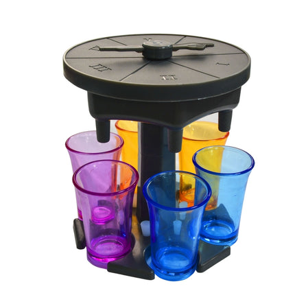 6 Cups Wine Dispenser Automatic Diversion Wine Pourer With Game Turntable, Style: Hexagon Gray with Color Cup-garmade.com