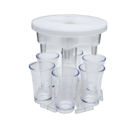 6 Cups Wine Dispenser Automatic Diversion Wine Pourer With Game Turntable, Style: Hexagon Transparent with Transparent Cup-garmade.com