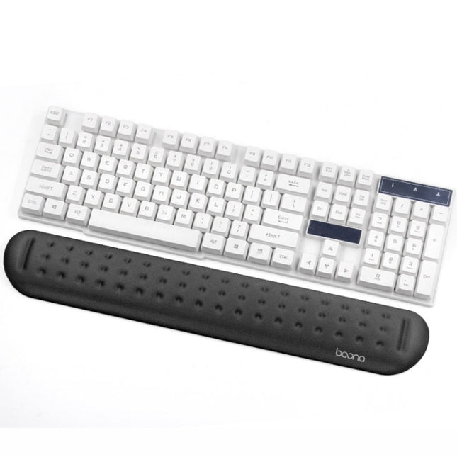Baona Silicone Memory Cotton Wrist Pad Massage Hole Keyboard Mouse Pad, Style: Large Keyboard Rest (Black)-garmade.com