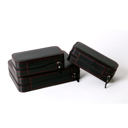 PU Leather Full Carbon Fiber Zipper Watch Bag Watch Storage Display Box, Style: 02 Watch Position-garmade.com