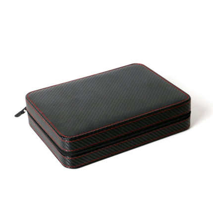 PU Leather Full Carbon Fiber Zipper Watch Bag Watch Storage Display Box, Style: 02 Watch Position-garmade.com