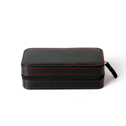 PU Leather Full Carbon Fiber Zipper Watch Bag Watch Storage Display Box, Style: 02 Watch Position-garmade.com