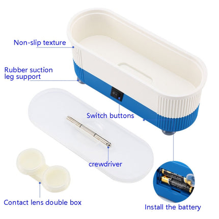 3 in 1 Glasses Cleaning Machine Small Contact Lens Glasses Jewelry Watch Cleaner(Blue)-garmade.com