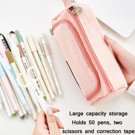 Angoo Large Capacity Pencil Case Cute Canvas Stationery Bag, Color: Ink-garmade.com