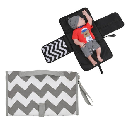 Portable Baby Changing Mat Multifunctional Baby Changing Table Waterproof Bag(Gray Waves)-garmade.com