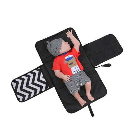 Portable Baby Changing Mat Multifunctional Baby Changing Table Waterproof Bag(Gray Red Zipper)-garmade.com
