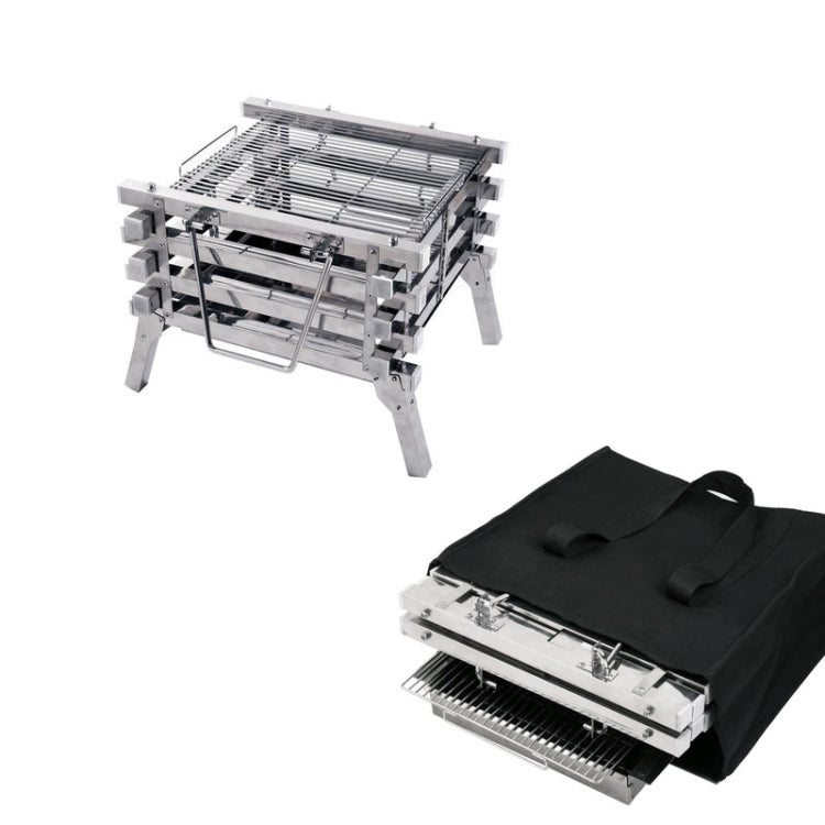 CF-723 All Stainless Steel Camping Folding Portable Barbecue Grill Charcoal Grill Wood Stove