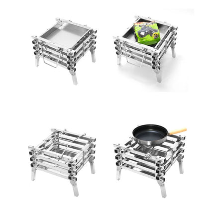 CF-723 All Stainless Steel Camping Folding Portable Barbecue Grill Charcoal Grill Wood Stove-garmade.com