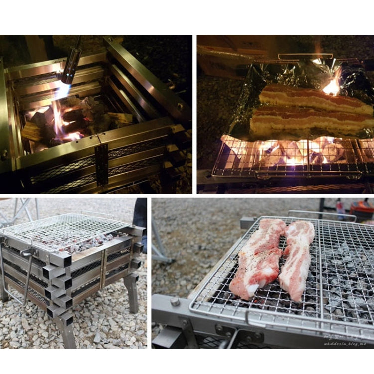 CF-723 All Stainless Steel Camping Folding Portable Barbecue Grill Charcoal Grill Wood Stove