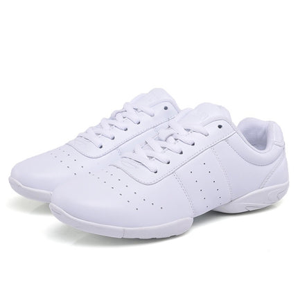 Soft Microfiber Leather Non-slip Wear Resistant Sport Sneakers Bodybuilding Gym Shoes, Size:28(White)-garmade.com