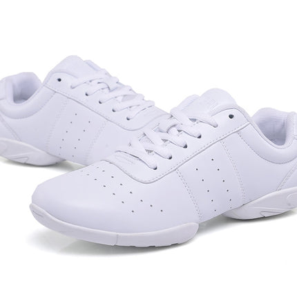 Soft Microfiber Leather Non-slip Wear Resistant Sport Sneakers Bodybuilding Gym Shoes, Size:28(White)-garmade.com