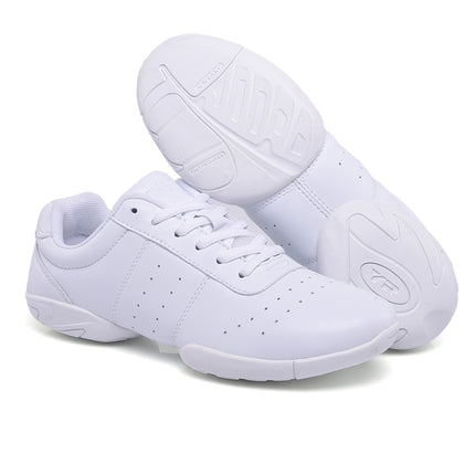 Soft Microfiber Leather Non-slip Wear Resistant Sport Sneakers Bodybuilding Gym Shoes, Size:28(White)-garmade.com