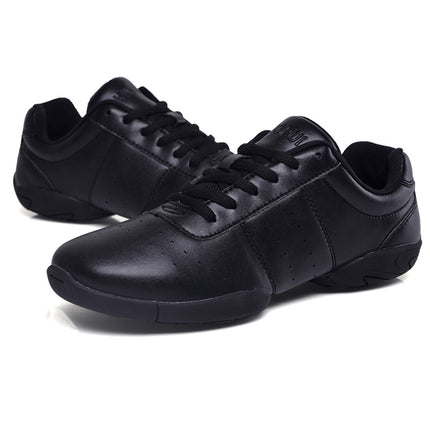 Soft Microfiber Leather Non-slip Wear Resistant Sport Sneakers Bodybuilding Gym Shoes, Size:28(Black)-garmade.com