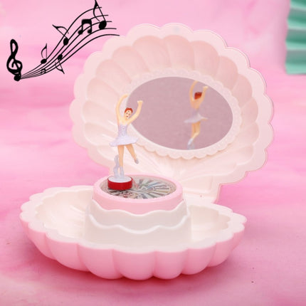 Shell Dancing Girl Flash Music Box Jewelry Storage Box(K0632 Light Pink)-garmade.com