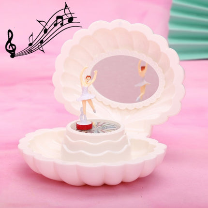 Shell Dancing Girl Flash Music Box Jewelry Storage Box(K0633 White)-garmade.com