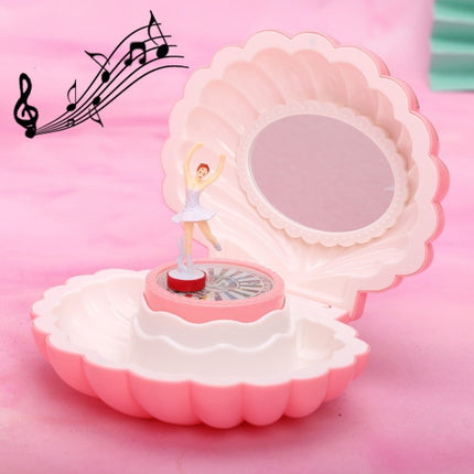 Shell Dancing Girl Flash Music Box Jewelry Storage Box(K0634 Pink)-garmade.com