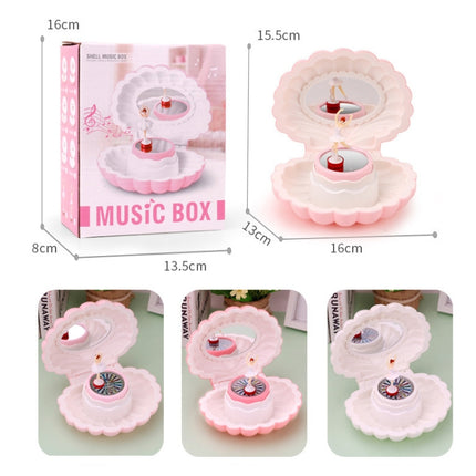 Shell Dancing Girl Flash Music Box Jewelry Storage Box(K0634 Pink)-garmade.com