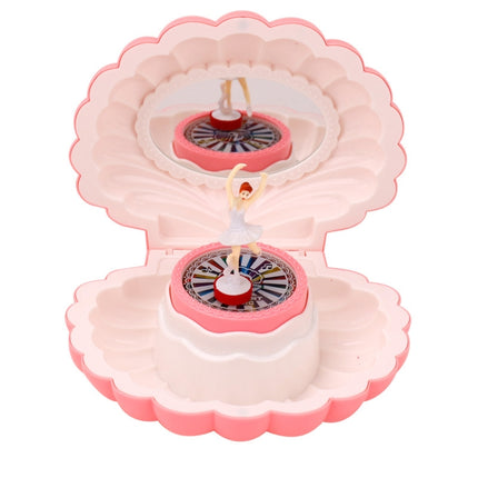 Shell Dancing Girl Flash Music Box Jewelry Storage Box(K0634 Pink)-garmade.com