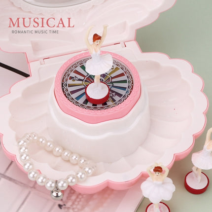 Shell Dancing Girl Flash Music Box Jewelry Storage Box(K0634 Pink)-garmade.com