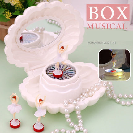Shell Dancing Girl Flash Music Box Jewelry Storage Box(K0632 Light Pink)-garmade.com