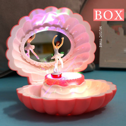 Shell Dancing Girl Flash Music Box Jewelry Storage Box(K0634 Pink)-garmade.com