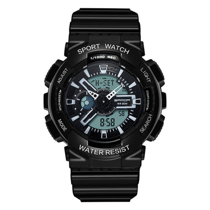 SANDA Outdoor Leisure Waterproof Multifunctional Luminous Electronic Watch(Black Woman)-garmade.com