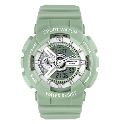 SANDA Outdoor Leisure Waterproof Multifunctional Luminous Electronic Watch(Sand Tea Green Men)-garmade.com