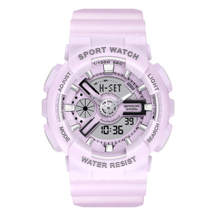 SANDA Outdoor Leisure Waterproof Multifunctional Luminous Electronic Watch(Sand Incense Purple Women)-garmade.com