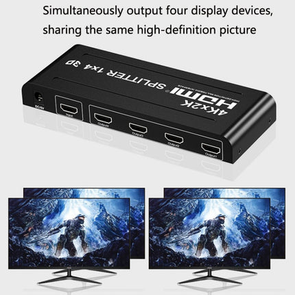 HW-4K104D 1 to 4 4K X 2K Video High-Definition On-Screen HDMI Splitter(EU Plug)-garmade.com