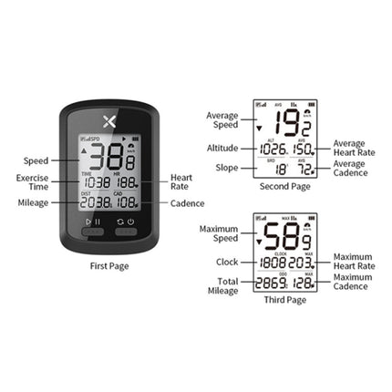 Bicycle Cycling Speedometer GPS Positioning Wireless Odometer, Specification: Small G+ (English Version)-garmade.com