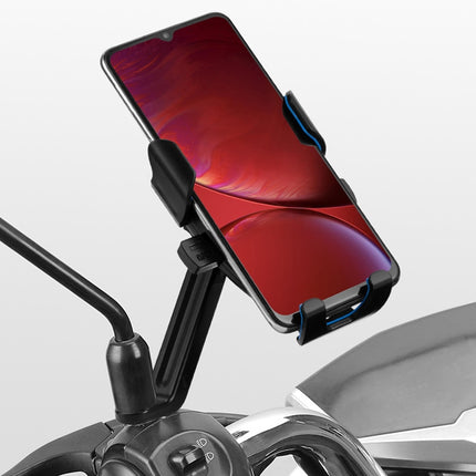 2 PCS CYCLINGBOX BG-2930 Bicycle Mobile Phone Frame Plastic One-Click Lock Mobile Phone Bracket, Style: Rearview Mirror Installation (Red）-garmade.com