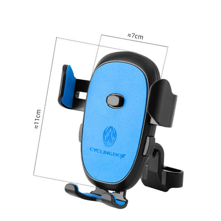2 PCS CYCLINGBOX BG-2930 Bicycle Mobile Phone Frame Plastic One-Click Lock Mobile Phone Bracket, Style: Rearview Mirror Installation (Blue）-garmade.com
