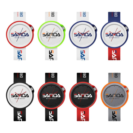 SANDA 3200 Silicone Belt Quartz Sports Watch For Men And Women(Black And White)-garmade.com
