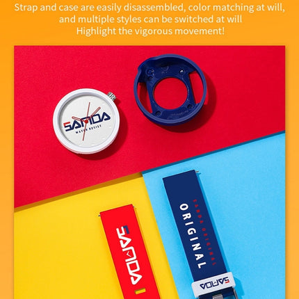 SANDA 3200 Silicone Belt Quartz Sports Watch For Men And Women(Red Blue)-garmade.com