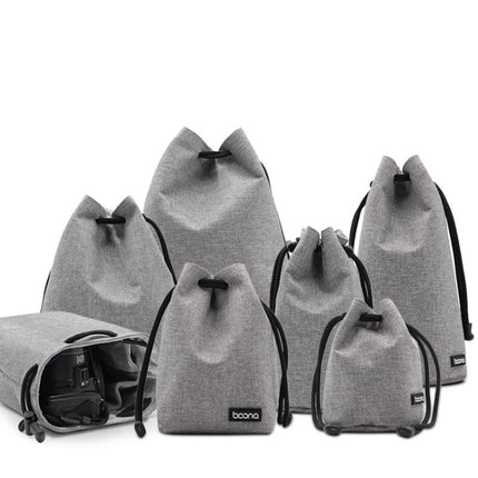 Benna Waterproof SLR Camera Lens Bag Lens Protective Cover Pouch Bag, Color: Round Small(Gray)-garmade.com