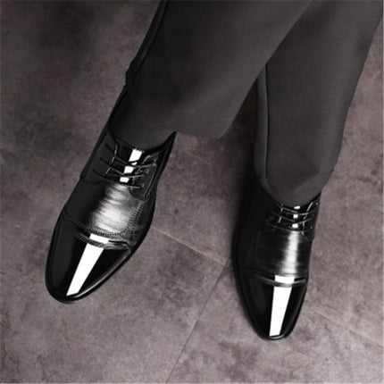 Fashion Men Leather Soft Business Casual Shoes, Size:39(Black)-garmade.com