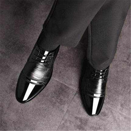 Fashion Men Leather Soft Business Casual Shoes, Size:41(Black)-garmade.com