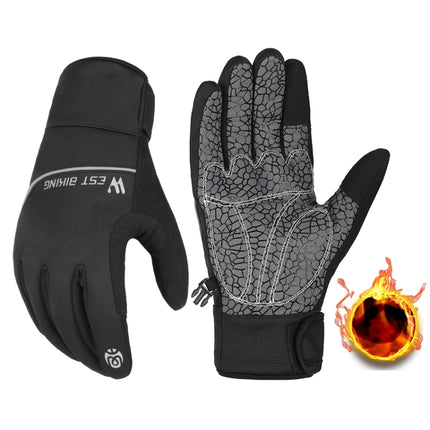 WEST BIKING YP0211220 Winter Warm Fleece Ski Gloves Silicone Non-Slip Riding Gloves, Size: M(Black)-garmade.com