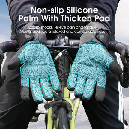 WEST BIKING YP0211220 Winter Warm Fleece Ski Gloves Silicone Non-Slip Riding Gloves, Size: M(Black)-garmade.com